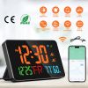 WiFi Auto Set Alarm Clock LED Digital Clock With 2 Alarm Setting Snooze 4 Brightness Levels Auto Light Sensing Temperature Humidify Monitor App Contro