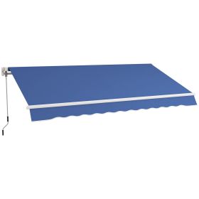 Outsunny 12' x 10' Manual Retractable Awning, Sunshade Canopy, Outdoor Sunshade Shelter with Adjustable & Versatile Design, Dark Blue