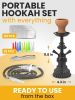 Hookah Set 2 Hose Hookah LilOne 12” Black Mini Hookah 2 Hose Hookah Set with 50x Foil Hookah Bowl 10x Tips 2x Mouthpiece 2x Hookah Hose Tongs Portable