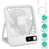Mini Desktop Cooling Fan Rechargeable Battery Powered Personal Fan Speed Adjustment Strong Airflow Quiet Travel Fan with LCD Display for Home Office T