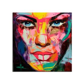 100% Hand Painted Modern Francoise Nielly Face Oil Painting Wall Art Picture Portrait Palette Knife Canvas Acrylic Texture Colourful No Framed (size: 150x150cm)