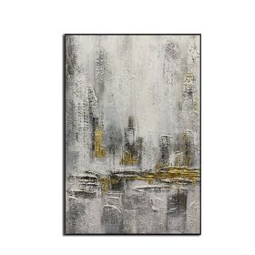 Top Selling Handmade Abstract Oil Painting  Wall Art Modern Minimalist City Building Picture Canvas Home Decor For Bedroom No Frame (size: 70X140cm)