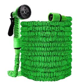 Expanding Expandable Flexible Garden Water Hose w Spray Nozzle 25, 50, 75, 100FT (Color: Green, Item Length: 25 ft)