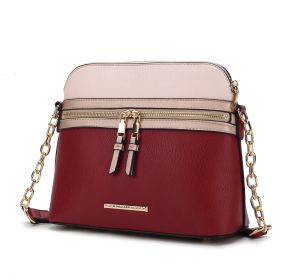 MKF Collection Karelyn Crossbody Handbag Vegan Leather Women by Mia K (Color: Burgundy-Rose Gold, Material: Vegan Leather)