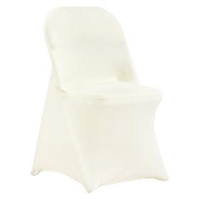 VEVOR Stretch Spandex Folding Chair Covers, Universal Fitted Chair Cover, Removable Washable Protective Slipcovers, for Wedding, Holiday, Banquet (Color: Ivory White, Quantity: 50 pcs)