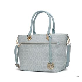 MKF Collection Yonah Tote Signature Printed Vegan Leather by Mia K (Color: Light Blue, Material: Vegan Leather)