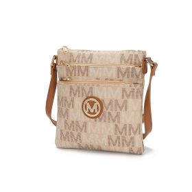 MKF Collection Lemuel M Signature Crossbody by Mia K. (Color: Beige, Material: Vegan Leather)
