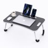 Foldable Laptop Table Portable Lap Desk Bed Table Tray Laptop Stand with Cup Holder & Tablet Slot & Lifting Handle for Working Writing Drawing & Eatin