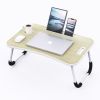 Foldable Laptop Table Portable Lap Desk Bed Table Tray Laptop Stand with Cup Holder & Tablet Slot & Lifting Handle for Working Writing Drawing & Eatin